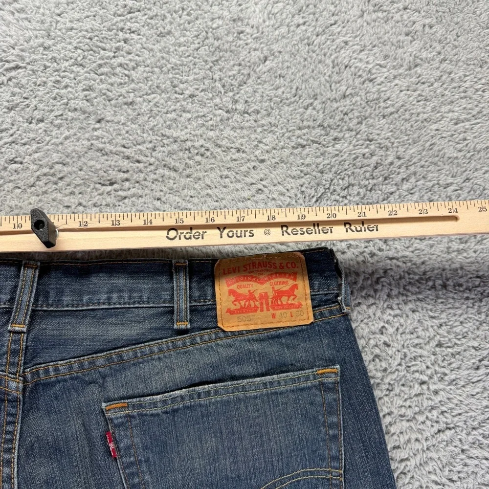 Levi's 505 Jeans Mens 40x30 Blue Cotton Denim Straight Leg Travel Workwear Faded